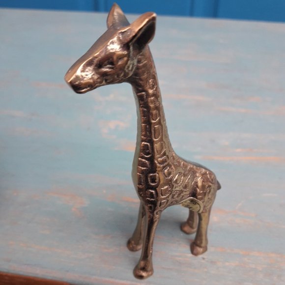 Giraffe Vintage Brass Animal Figurine Mid Century Modern Gold Metal - Picture 4 of 14